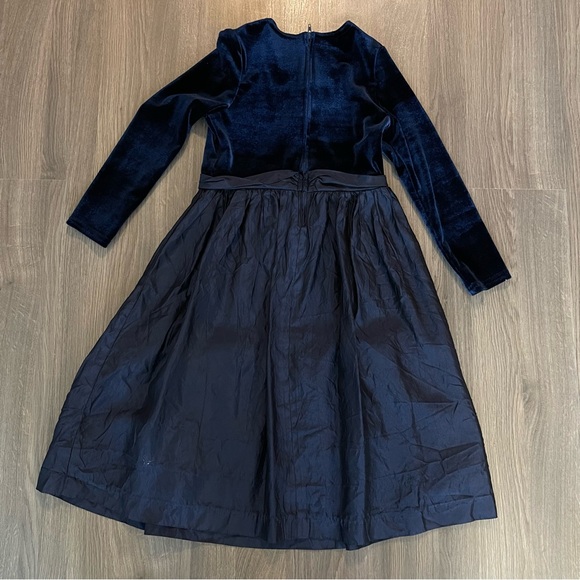 JESSICA McCLINTOCK Girls Blue Velvet Long Sleeve Party Dress - Picture 3 of 8
